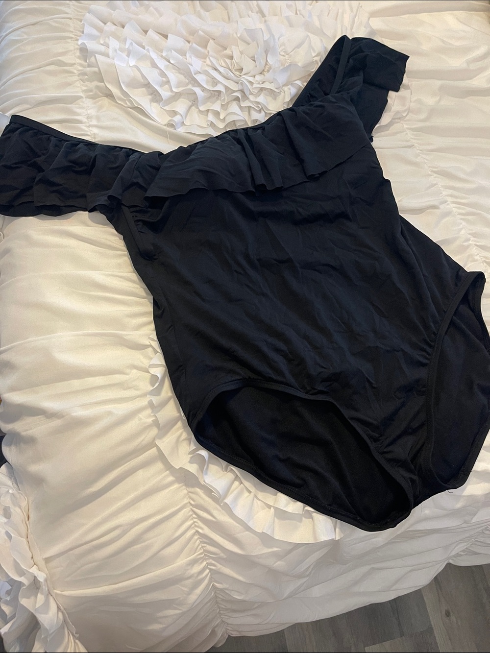 Jantzen Black Off-Shoulder One-Piece Swimsuit